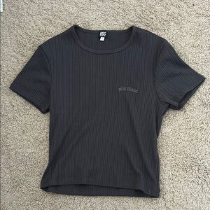 BDG Black Ribbed Crop Short Sleeve T-Shirt